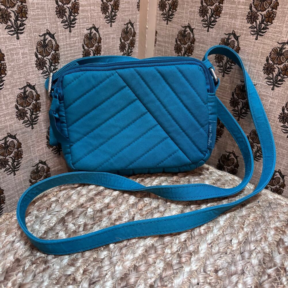 Vera Bradley Cotton Evie Crossbody Purse in Teal Blue